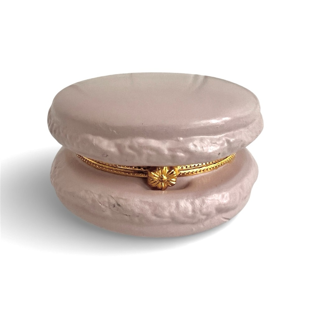 Two's Company Macaron Trinket Boxes Limoges Style lilac 2.25 Inch Ceramic